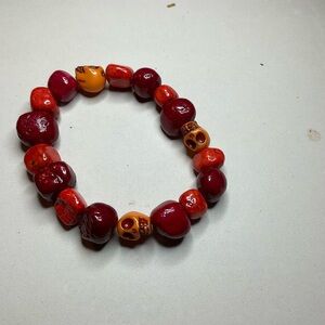 Autumnal Red and Orange Beaded Bracelet